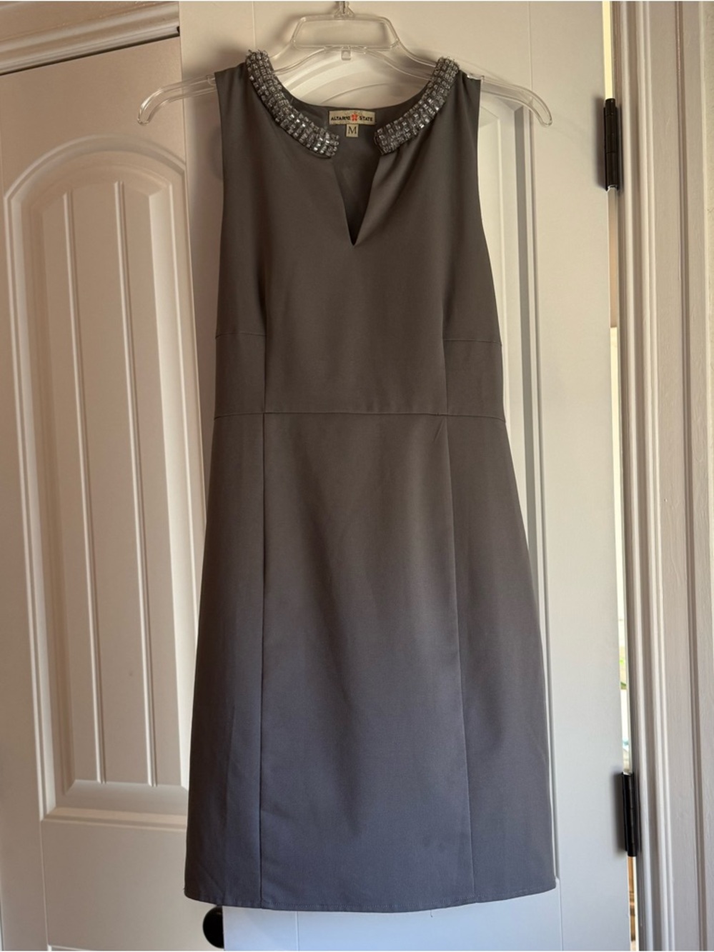 Altar’s State Gray Embellished Sleeveless Sheath Dress - Womens Medium